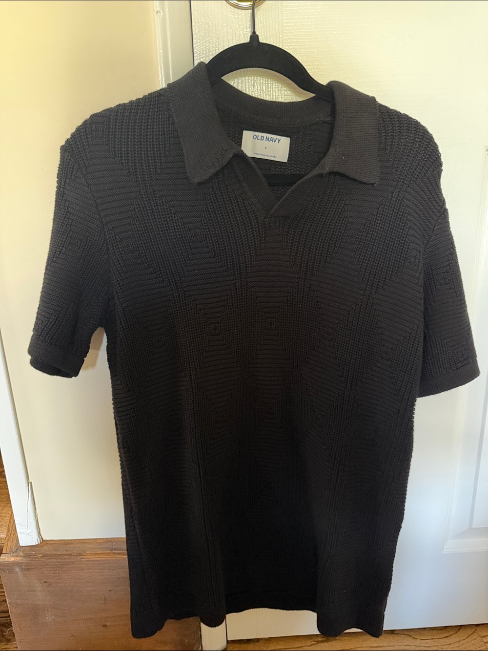 Old Navy Men's Black Textured Knit Polo